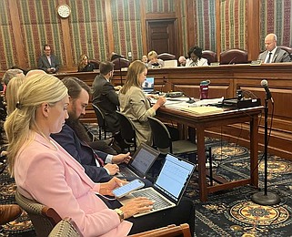 Genevieve Tlustos/News Tribune photo: 
The Missouri Senate Appropriations Committee goes through the budget appropriations bills Tuesday, April 23, 2024. Chair Lincoln Hough, R-Springfield, restored several items that the House version cut from the Governor's recommendation.